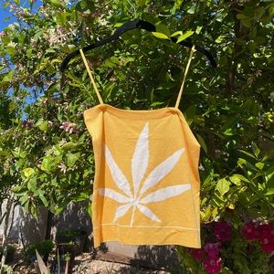 Marijuana Weed 4/20 420 Yellow White Crop Top Tank